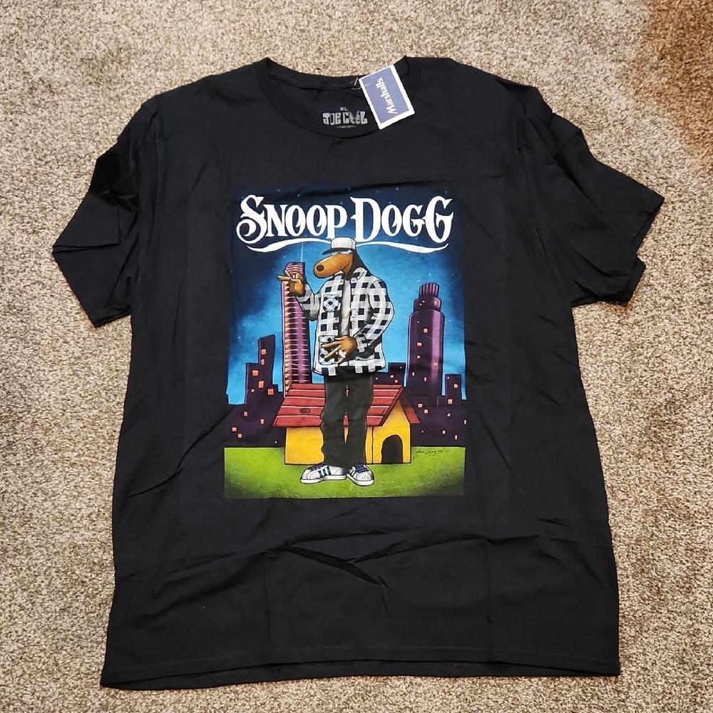 Joe Cool The Dogg Collection Black Graphic Tee with Blue and Red Accents